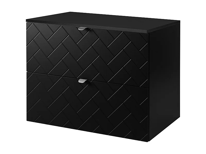 Meuble de salle de bain, Noir Mat, 80 x 57 x 46 cm, poignées argentées