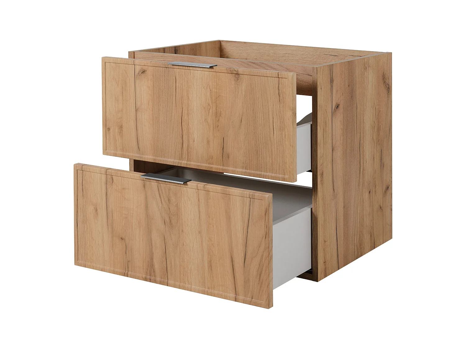 Meuble de salle de bain, Chêne Craft, poignée argentée, 46 x 60 x 57 cm