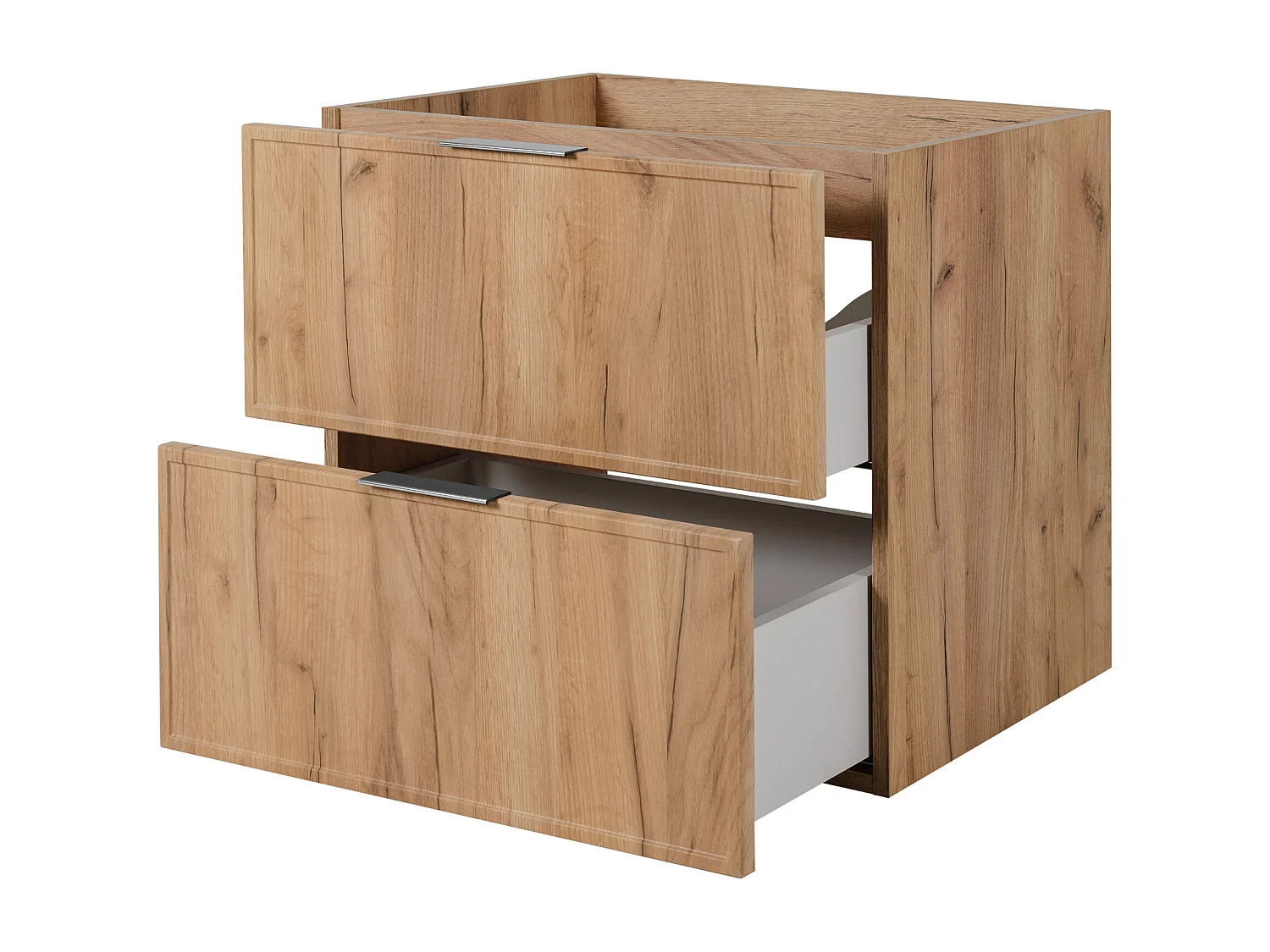 Meuble de salle de bain, Chêne Craft, poignée argentée, 46 x 60 x 57 cm