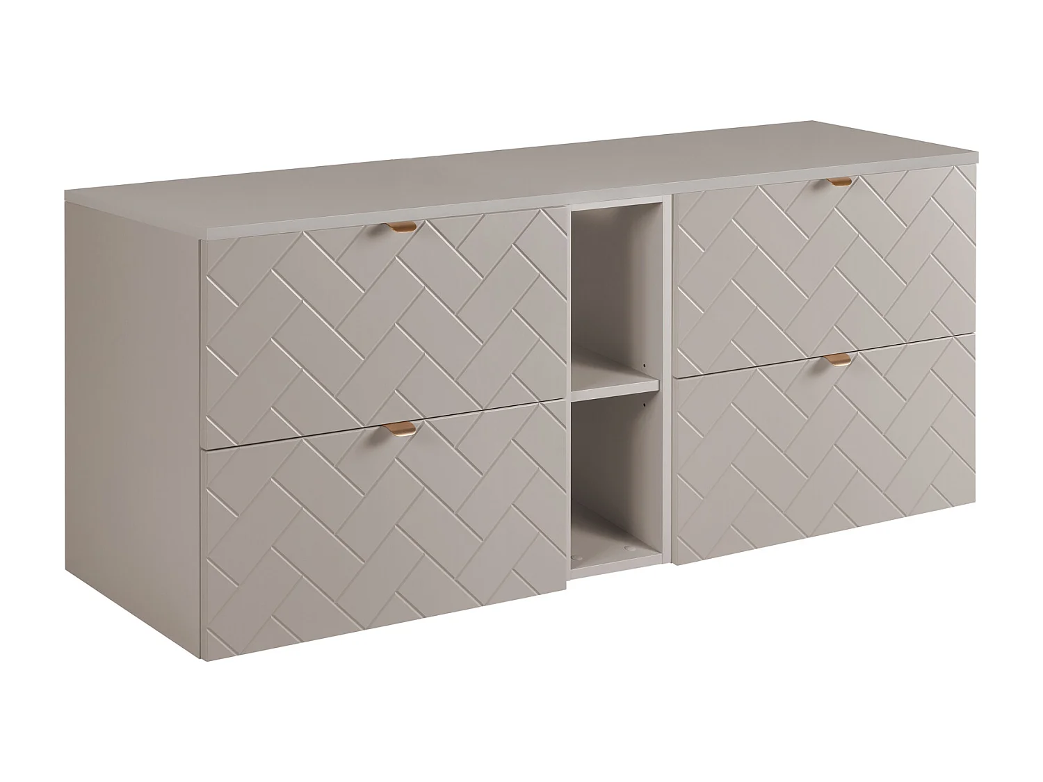 Badkamermeubel, Kasjmier, 140 x 57 x 46 cm, gouden handgrepen