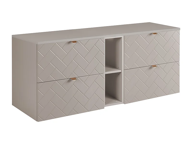 Meuble de salle de bain, Cachemire, 140 x 57 x 46 cm, poignées dorées