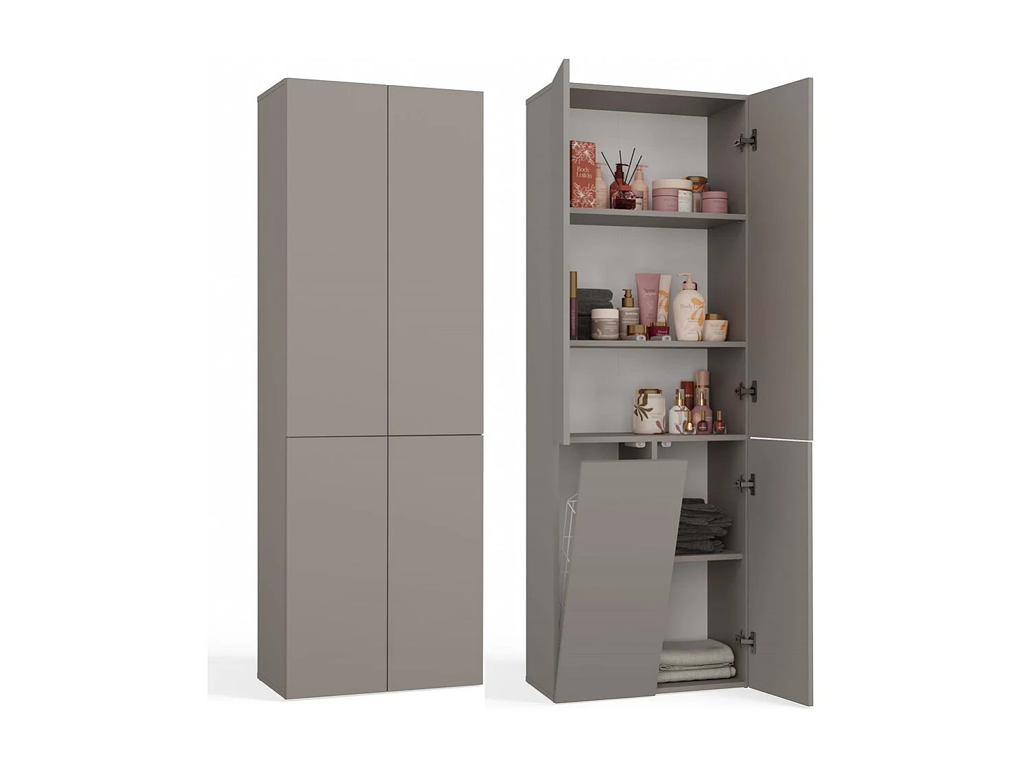 Badkamermeubel, Klei, 60 x 30 x 174 cm