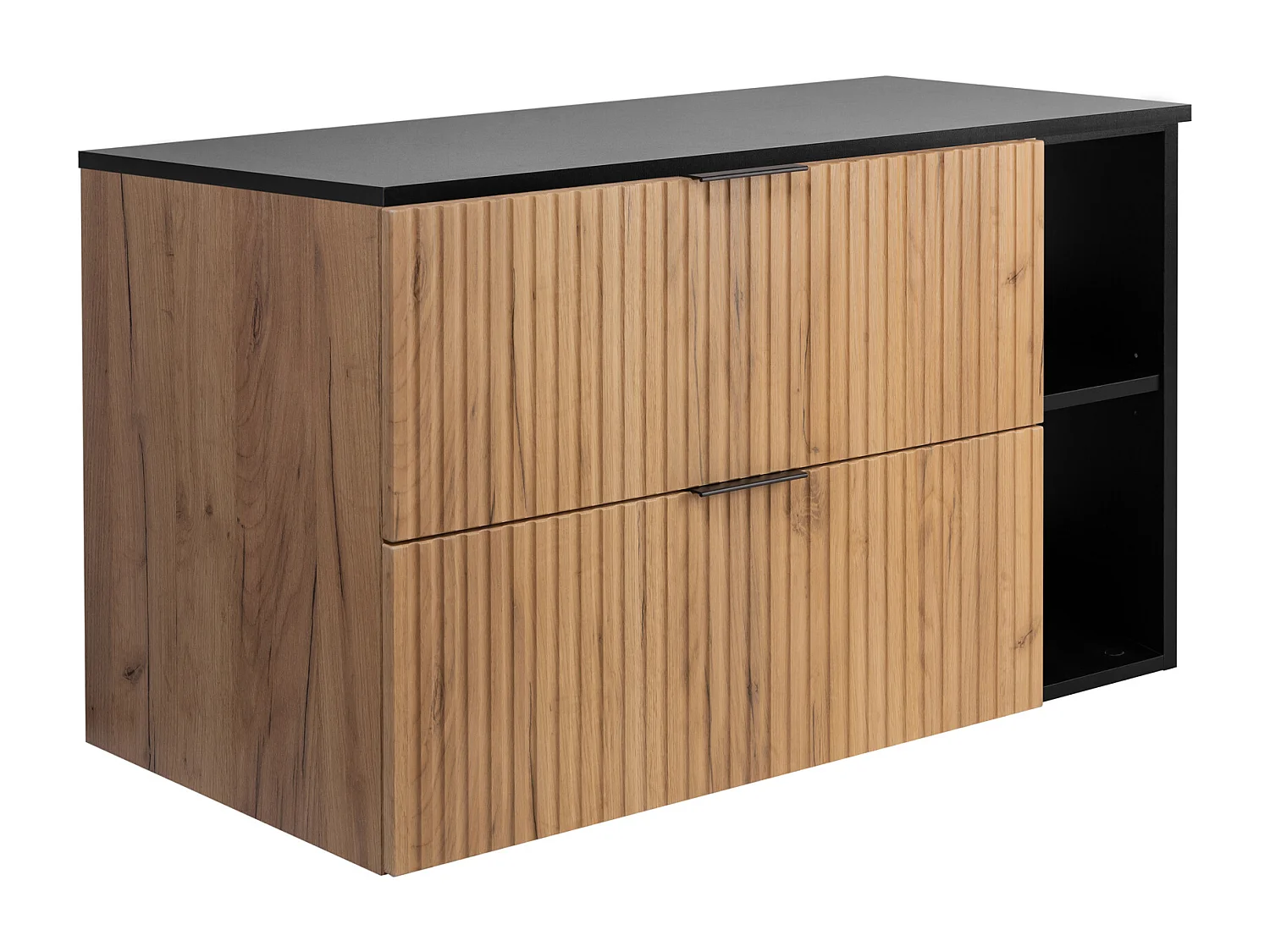 Meuble vasque, Chêne craft / Noir + poignée noire, 100 x 57 x 46 cm