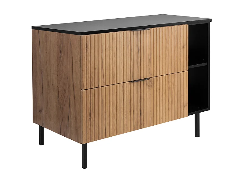 Mobile lavabo, Rovere Craft / Nero + maniglia nera, 100 (80 + 20) x 77 x 46 cm + Piano, piedi neri