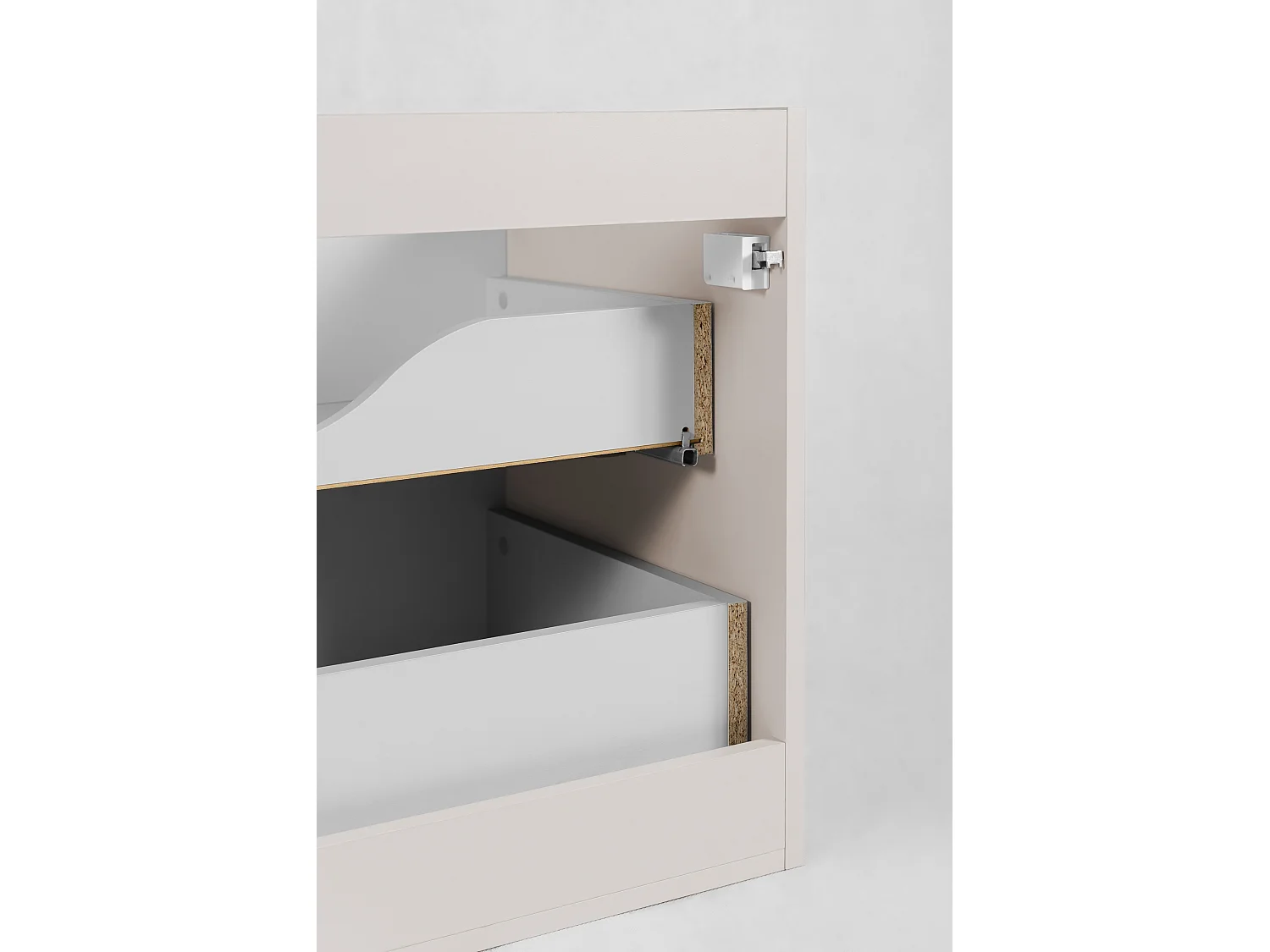 Badezimmerschrank, Kaschmir, schwarzer Griff, 46 x 80 x 57 cm