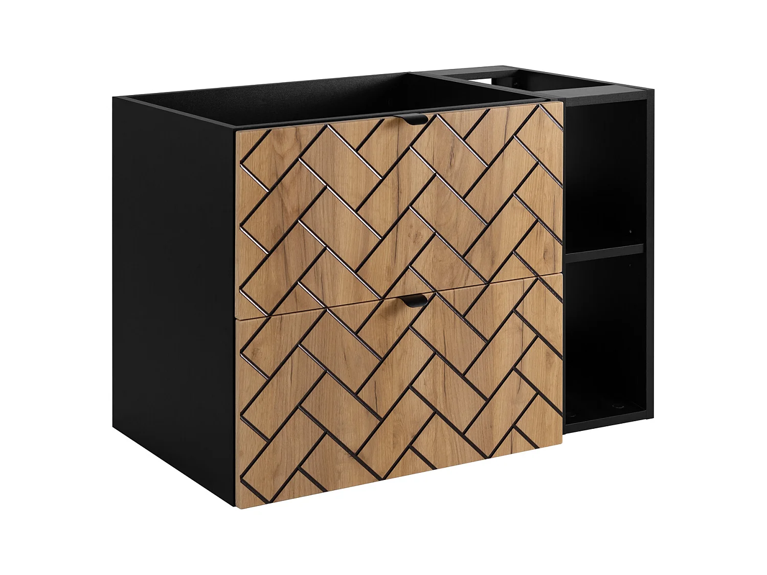 Meuble de salle de bain, Chêne artisanal doré, 80 x 57 x 46 cm, poignées noires