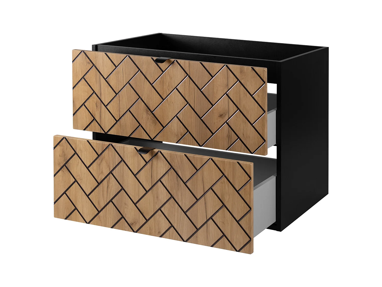 Meuble de salle de bain, Chêne artisanal doré, 80 x 57 x 46 cm, poignées noires