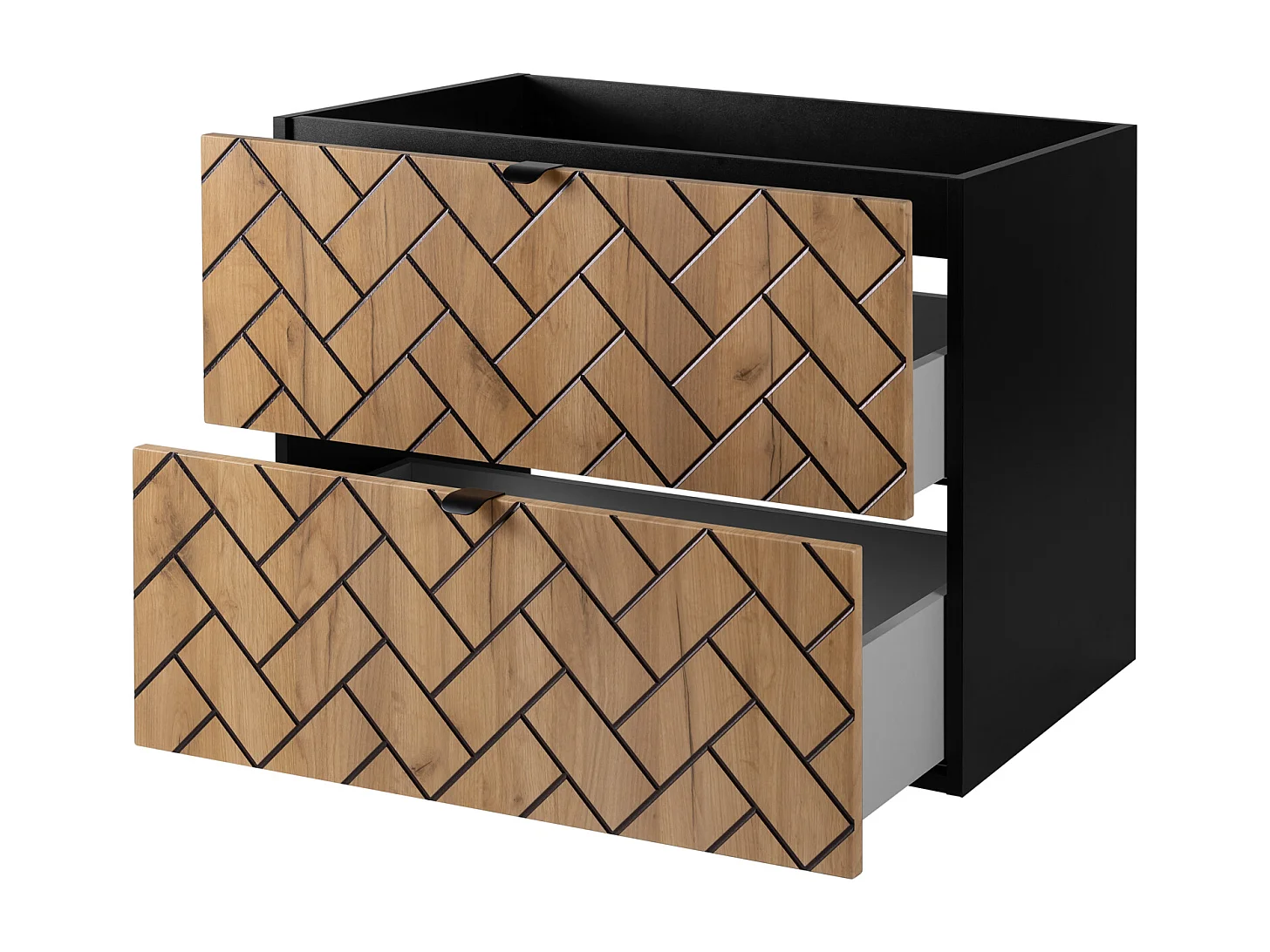 Meuble de salle de bain, Chêne artisanal doré, 80 x 57 x 46 cm, poignées noires