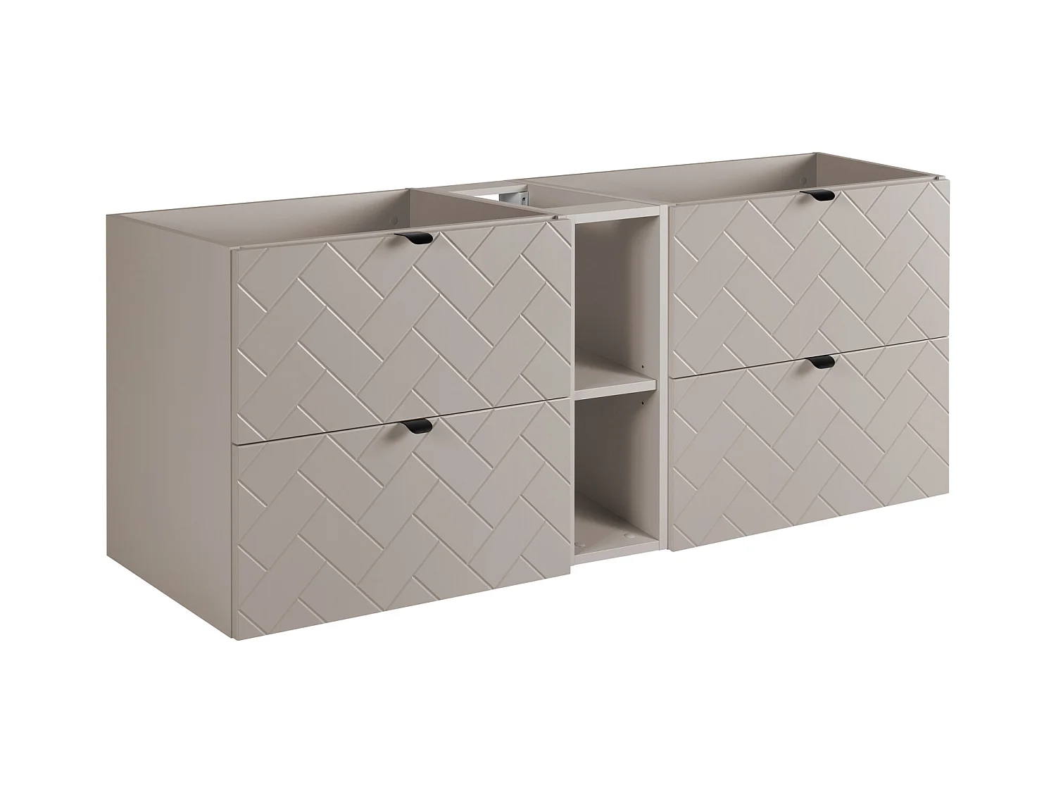 Meuble de salle de bain, Cachemire, 140 x 57 x 46 cm, poignées noires