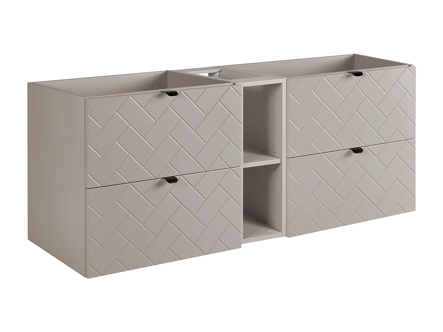 Meuble de salle de bain, Cachemire, 140 x 57 x 46 cm, poignées noires