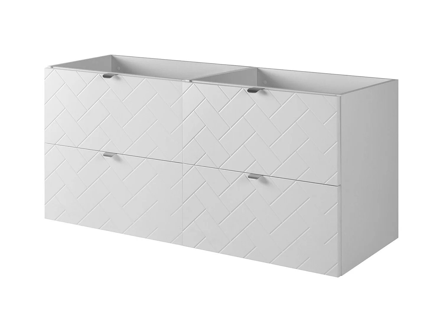 Meuble de salle de bain, Blanc Mat, 120 x 57 x 46 cm, poignées argentées