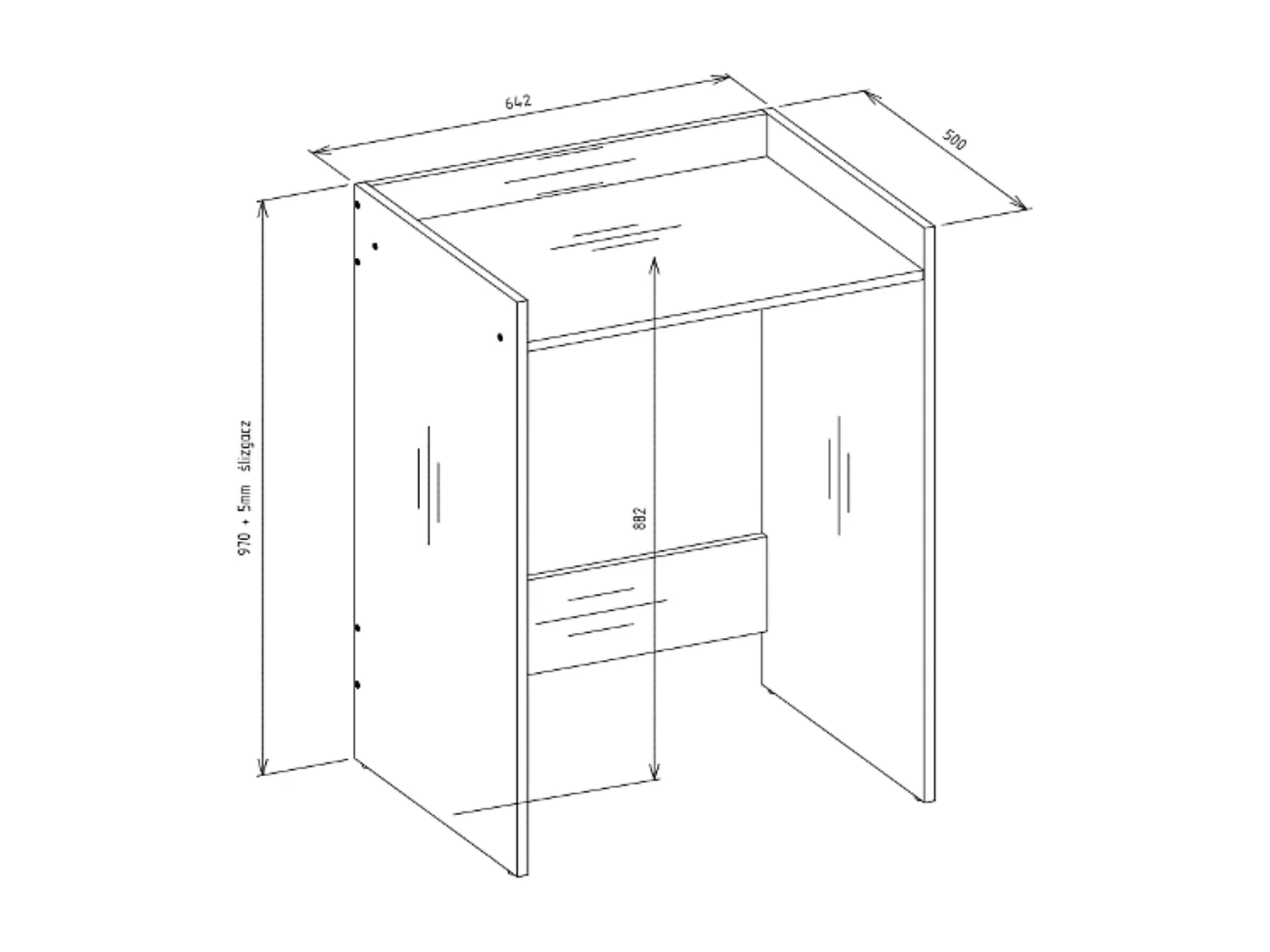 Wasmachinekast, Sonoma eiken, 64 x 97,5 x 50 cm