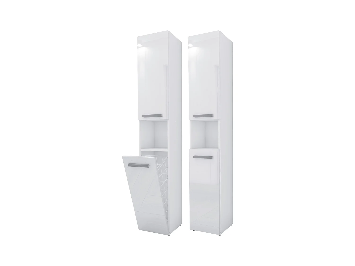 Meuble de salle de bain, Blanc Mat /  Blanc Brillant, 30 x 174 x 30 cm