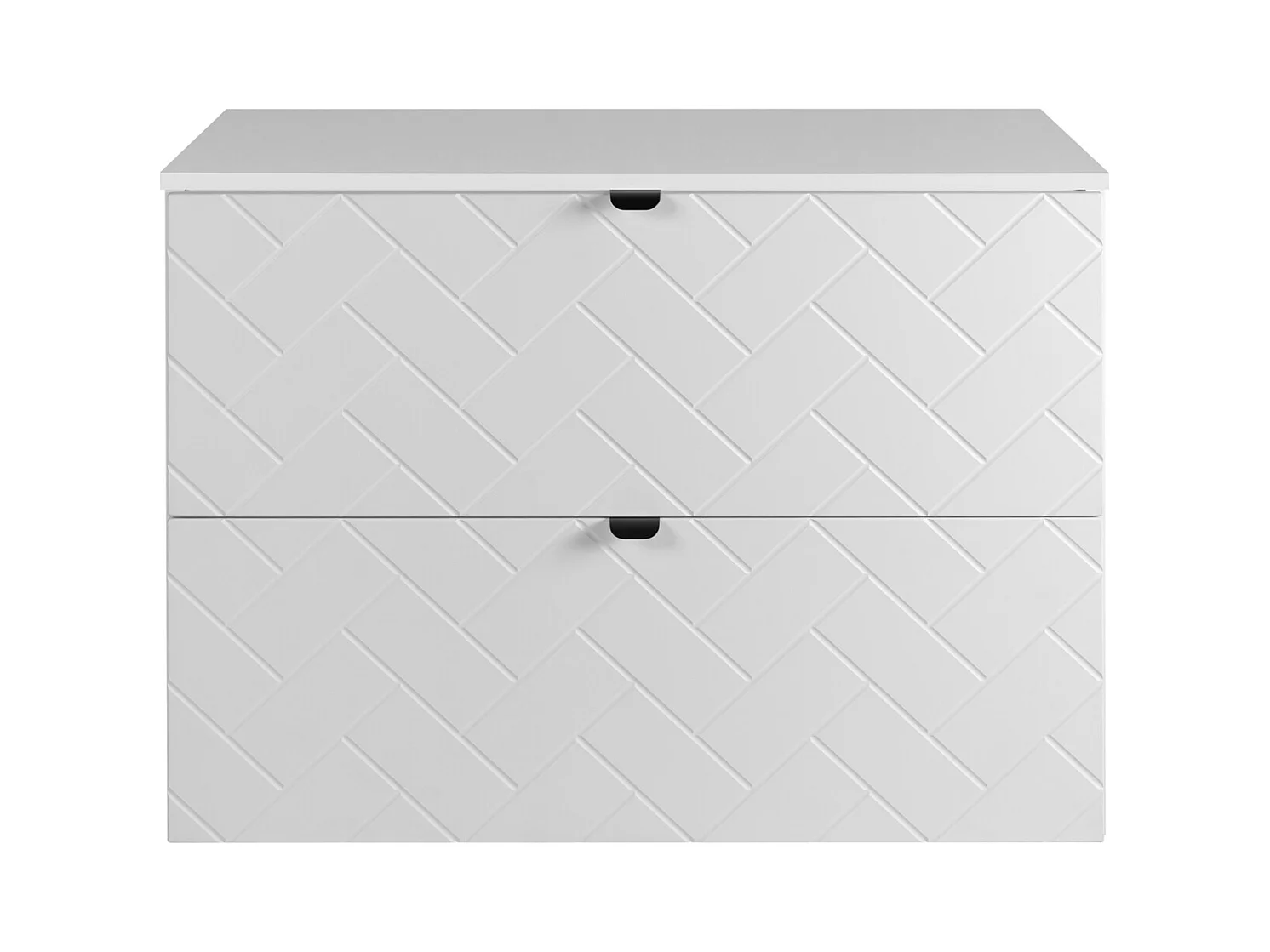 Meuble de salle de bain, Blanc Mat, 80 x 57 x 46 cm, poignées noires