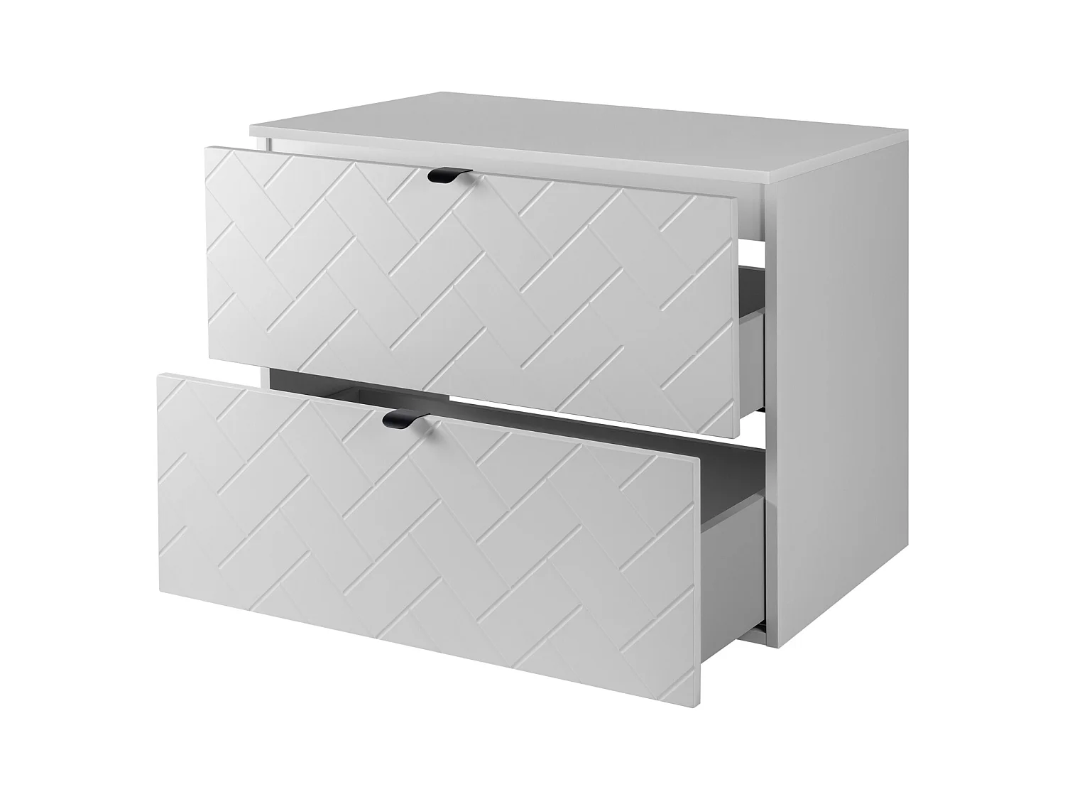 Meuble de salle de bain, Blanc Mat, 80 x 57 x 46 cm, poignées noires