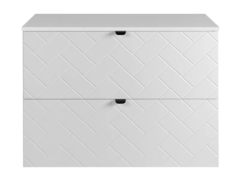 Meuble de salle de bain, Blanc Mat, 80 x 57 x 46 cm, poignées noires