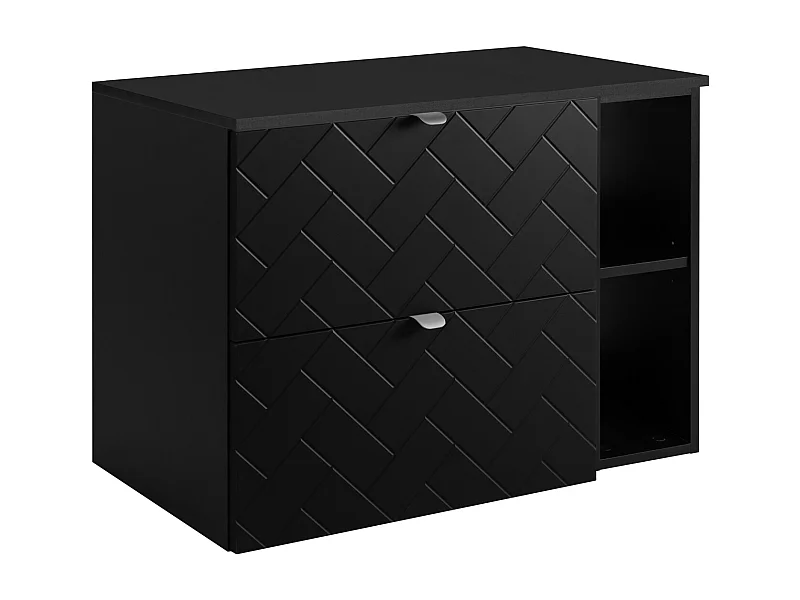 Meuble de salle de bain, Noir Mat, 80 x 57 x 46 cm, poignées argentées