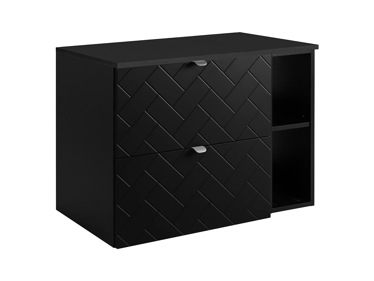 Meuble de salle de bain, Noir Mat, 80 x 57 x 46 cm, poignées argentées