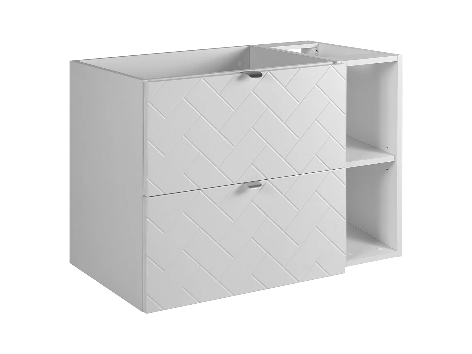 Badezimmermöbel, Mattweiß, 80 x 57 x 46 cm, silberne Griffe