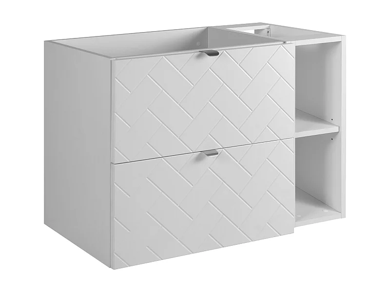 Meuble de salle de bain, Blanc Mat, 80 x 57 x 46 cm, poignées argentées