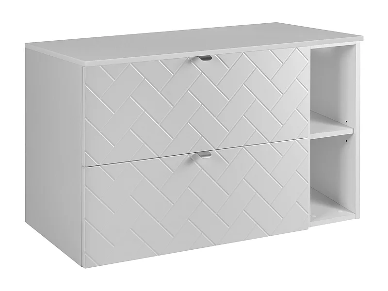 Meuble de salle de bain, Blanc Mat, 100 x 57 x 46 cm, poignées argentées