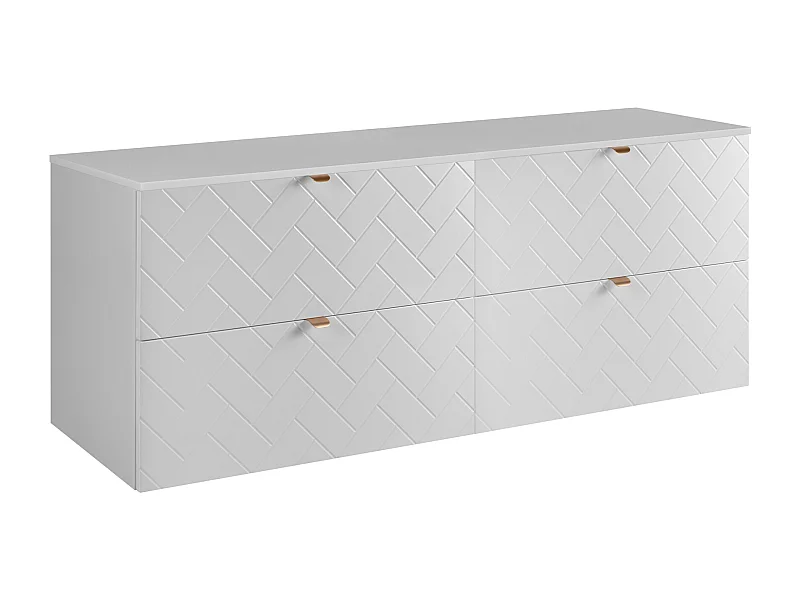 Mobile da bagno, Bianco Opaco, 160 x 57 x 46 cm, maniglie dorate