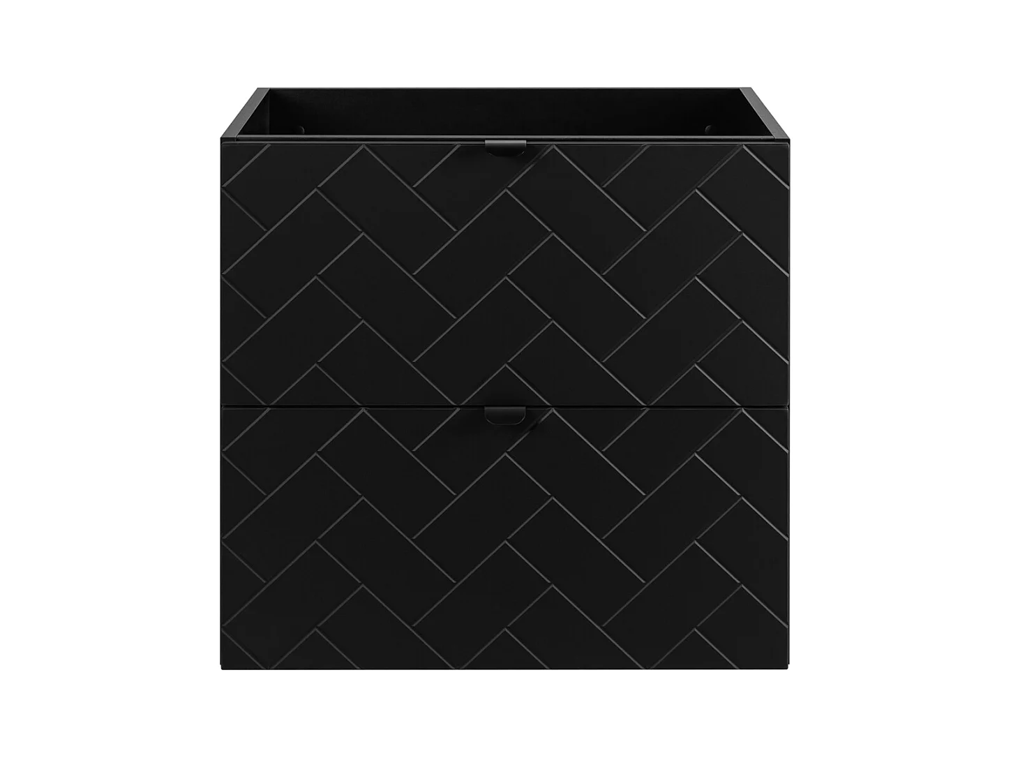 Meuble de salle de bain, Noir Mat, 60 x 57 x 46 cm, poignées noires