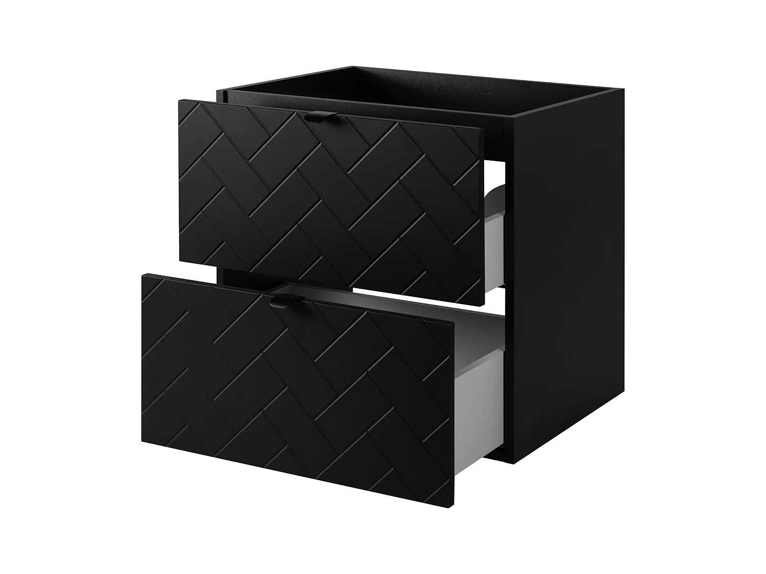 Meuble de salle de bain, Noir Mat, 60 x 57 x 46 cm, poignées noires