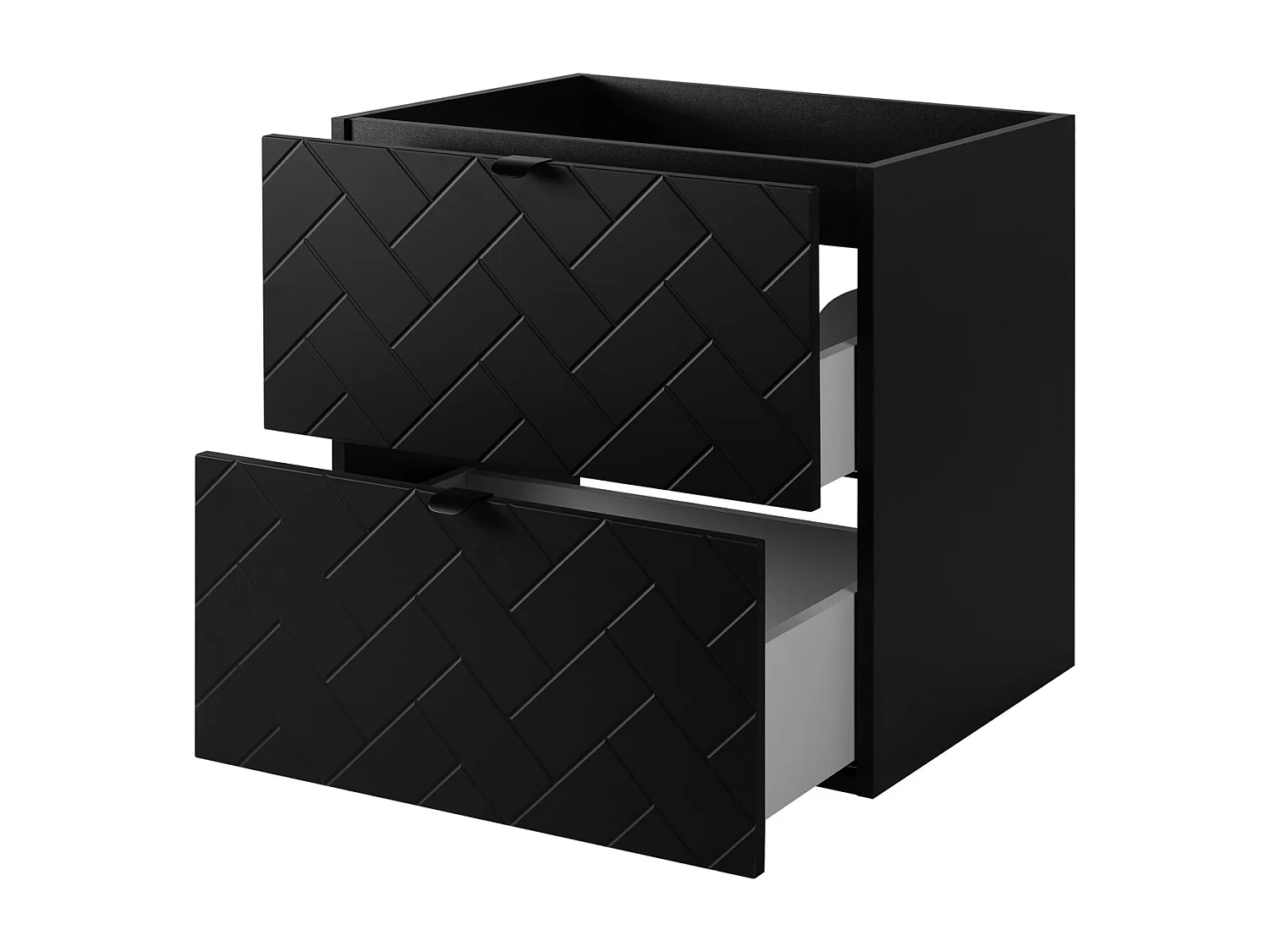 Meuble de salle de bain, Noir Mat, 60 x 57 x 46 cm, poignées noires