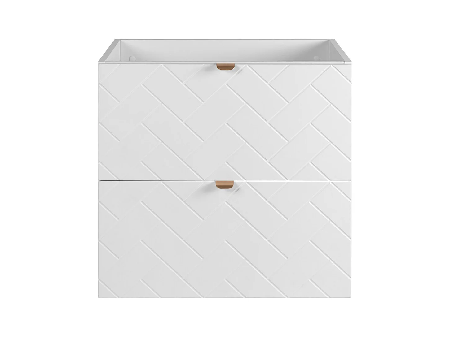 Mueble de baño, blanco mate, 60 x 57 x 46 cm, tiradores dorados