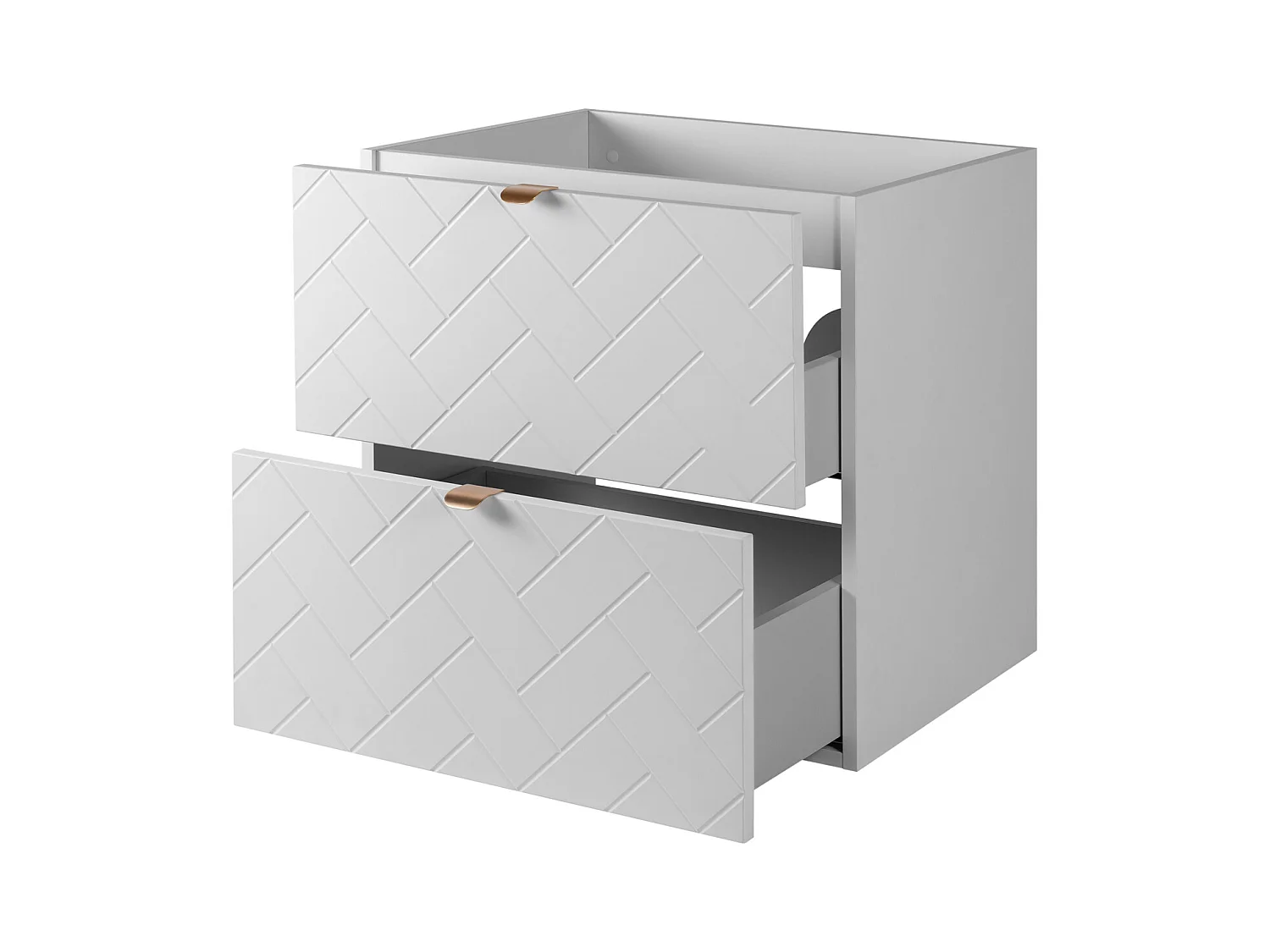 Mueble de baño, blanco mate, 60 x 57 x 46 cm, tiradores dorados