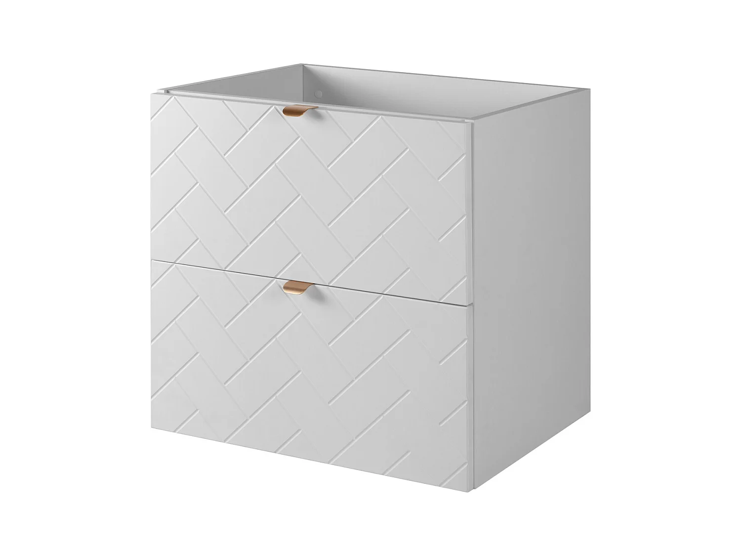 Mobile da bagno, Bianco Opaco, 60 x 57 x 46 cm, maniglie dorate