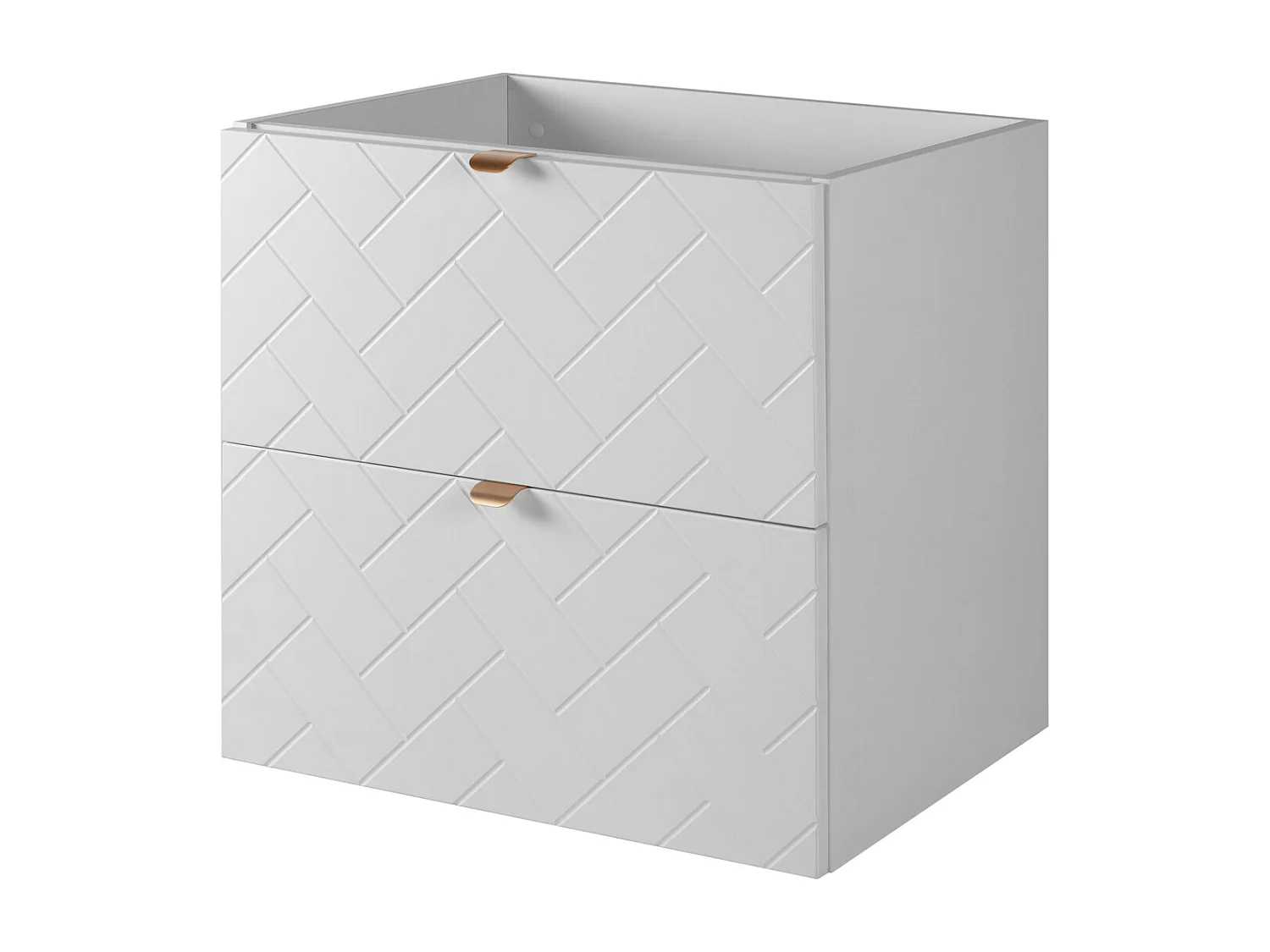 Meuble de salle de bain, Blanc Mat, 60 x 57 x 46 cm, poignées dorées