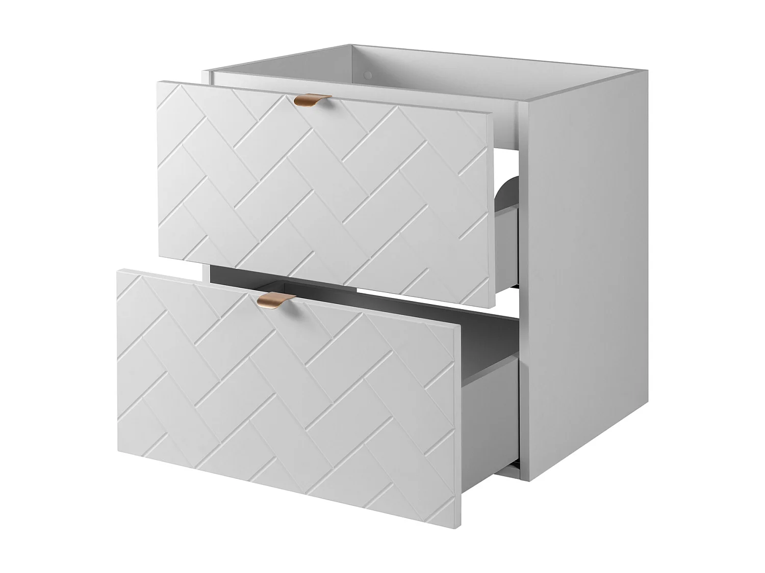 Meuble de salle de bain, Blanc Mat, 60 x 57 x 46 cm, poignées dorées