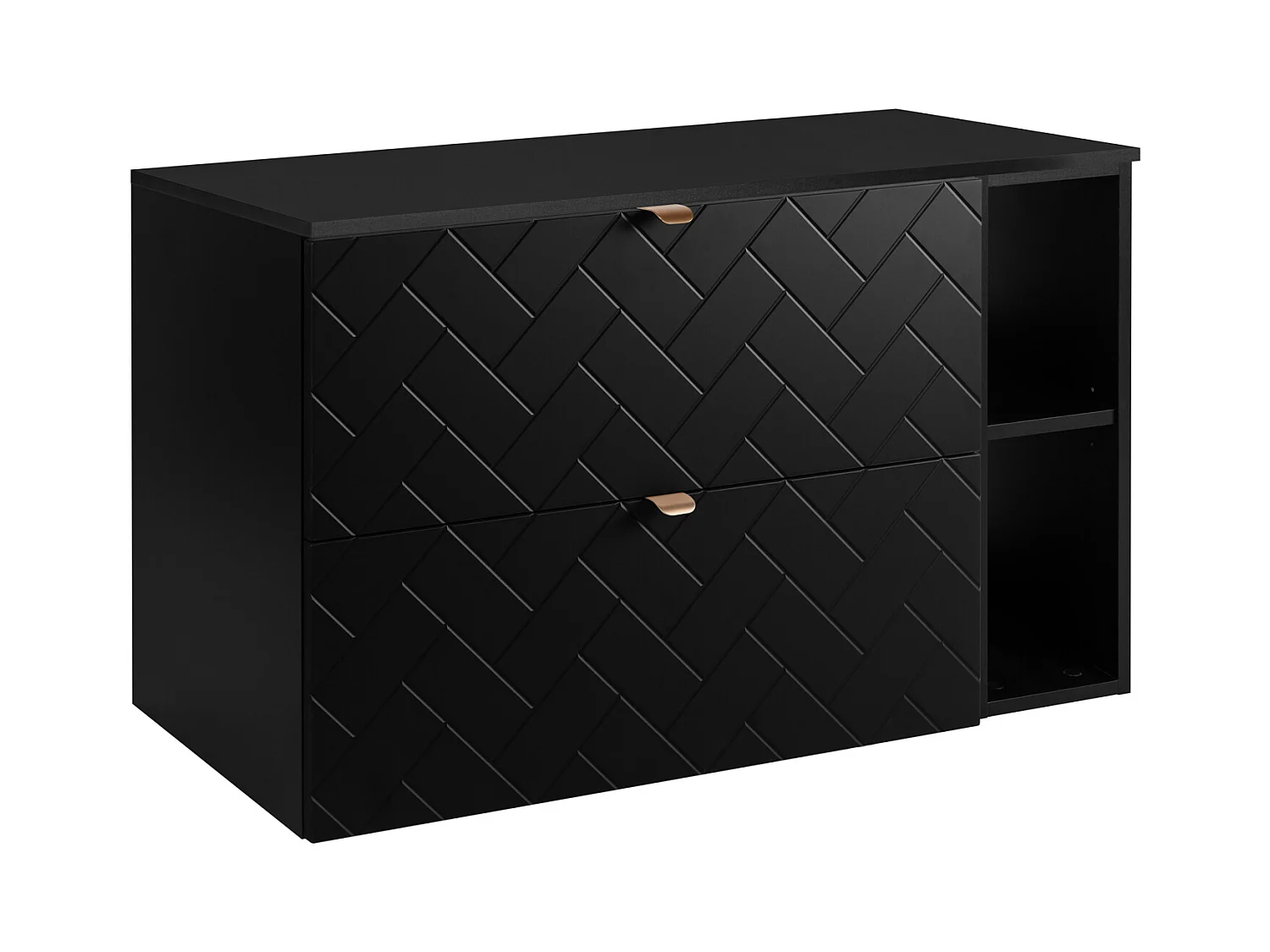 Meuble de salle de bain, Noir Mat, 100 x 57 x 46 cm, poignées dorées