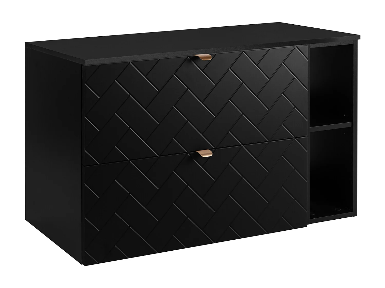 Meuble de salle de bain, Noir Mat, 100 x 57 x 46 cm, poignées dorées