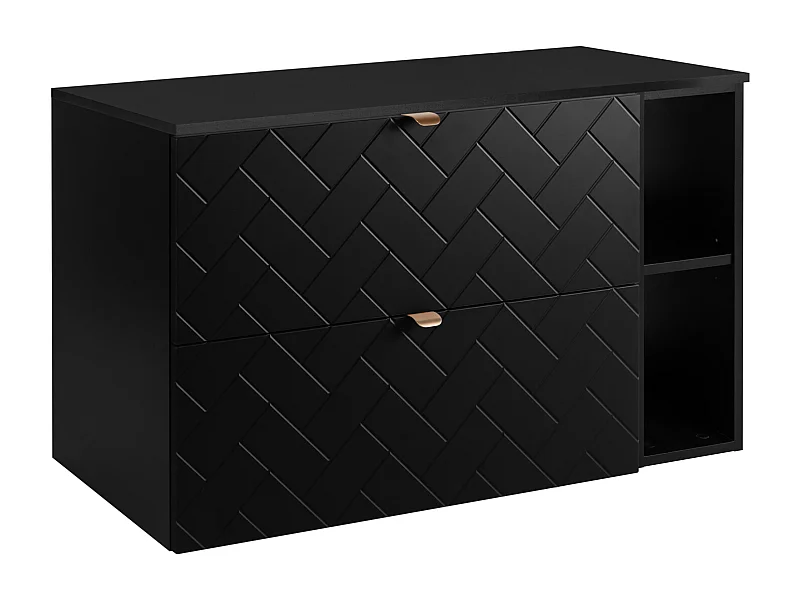 Meuble de salle de bain, Noir Mat, 100 x 57 x 46 cm, poignées dorées