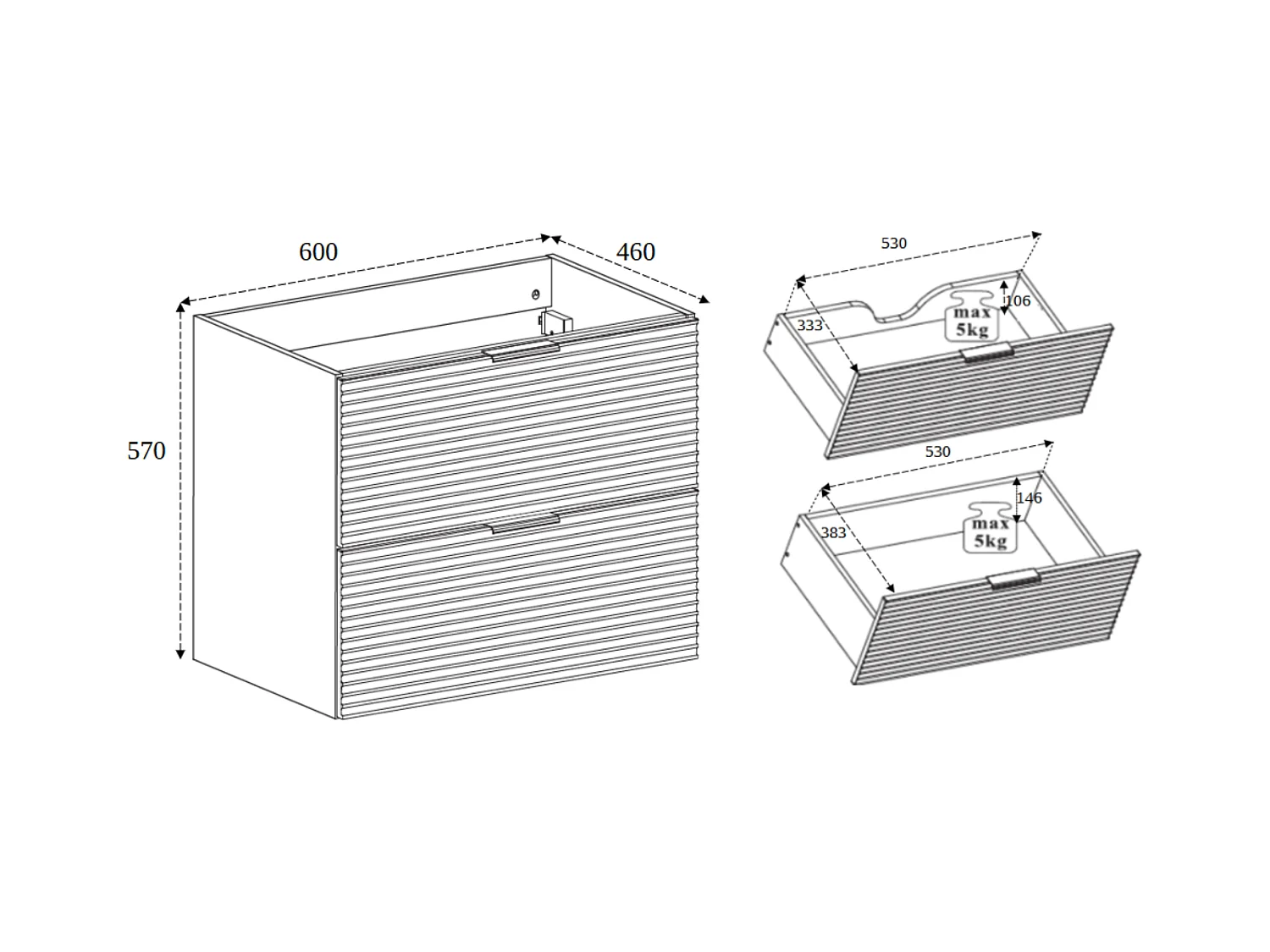Badezimmermöbel, Mattschwarz, 60 x 57 x 46 cm