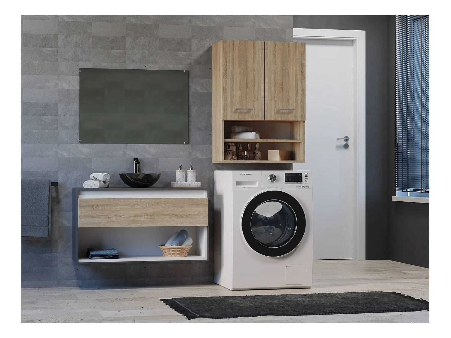 Waschmaschinenschrank, 30 x 64 x 90 cm, Sonoma-Eiche