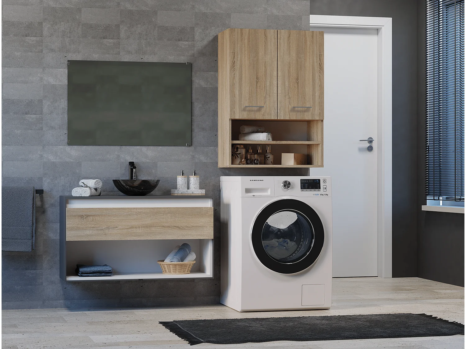 Waschmaschinenschrank, 30 x 64 x 90 cm, Sonoma-Eiche