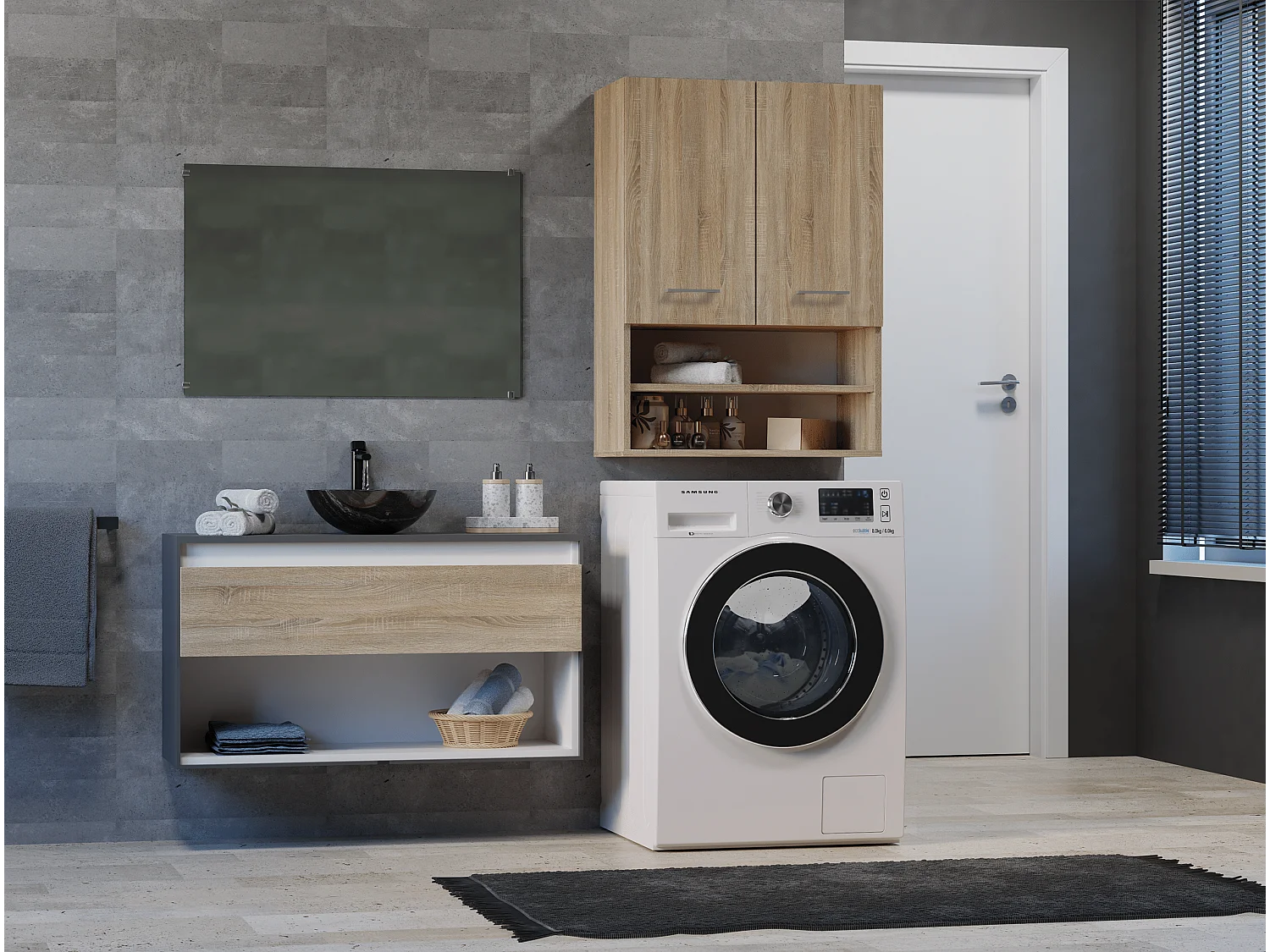 Armoire pour machine à laver, 30 x 64 x 90 cm, Chêne Sonoma