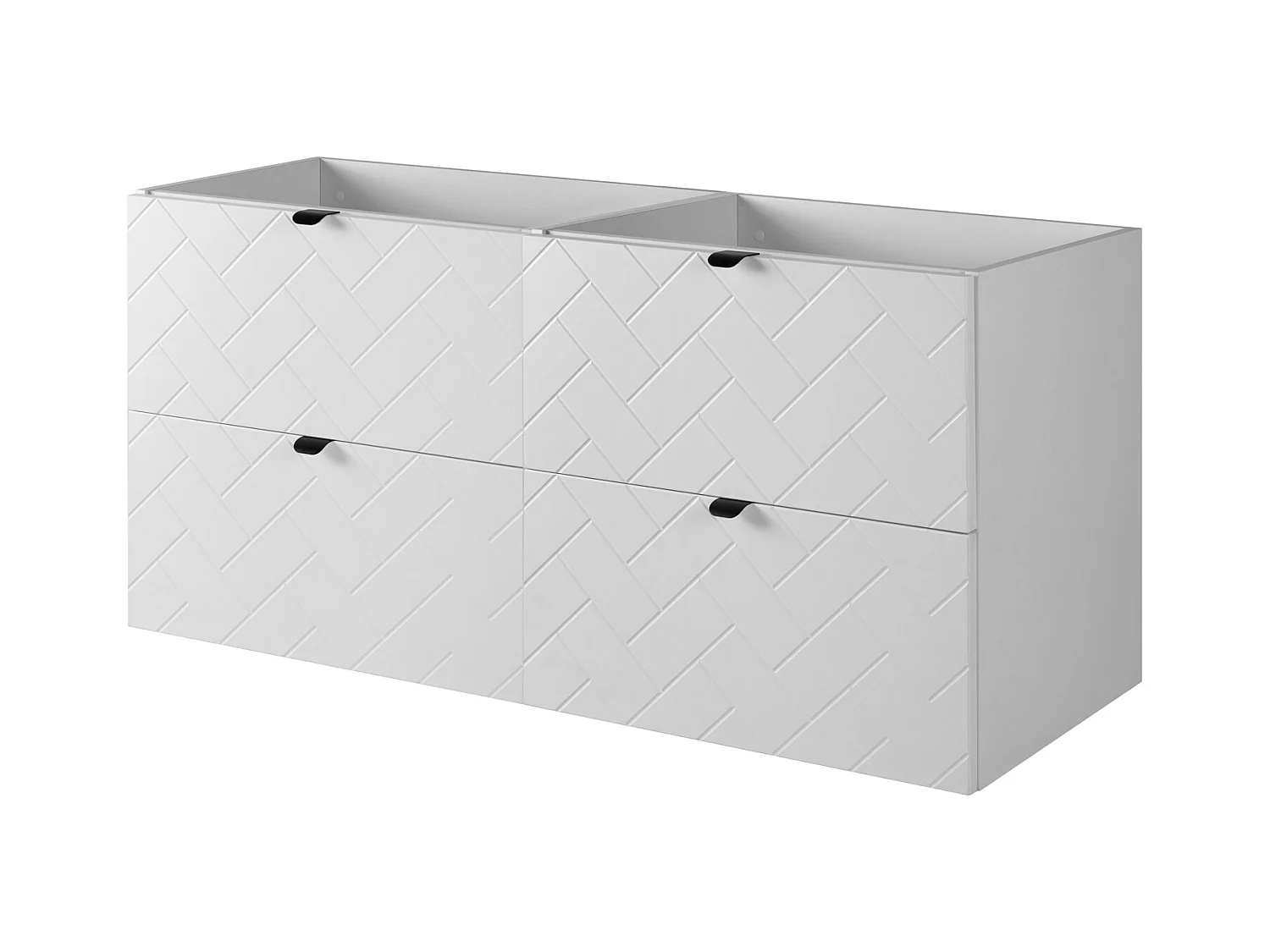 Meuble de salle de bain, Blanc Mat, 120 x 57 x 46 cm, poignées noires