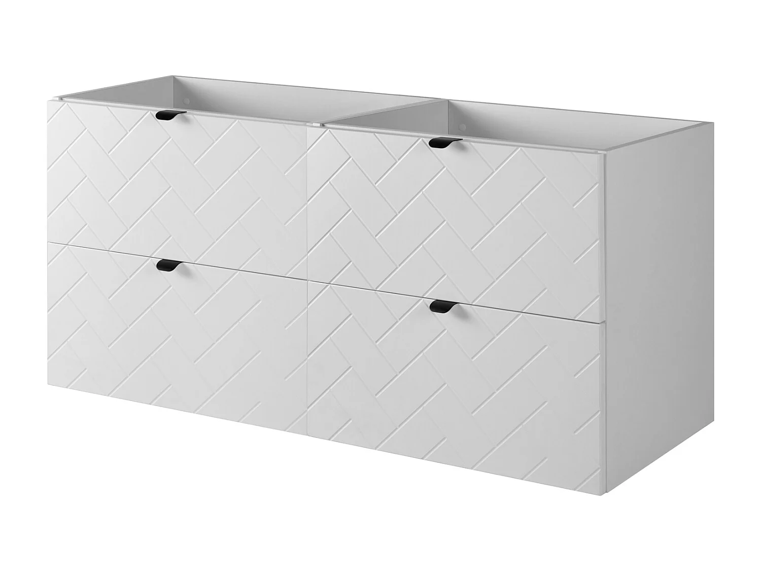 Meuble de salle de bain, Blanc Mat, 120 x 57 x 46 cm, poignées noires