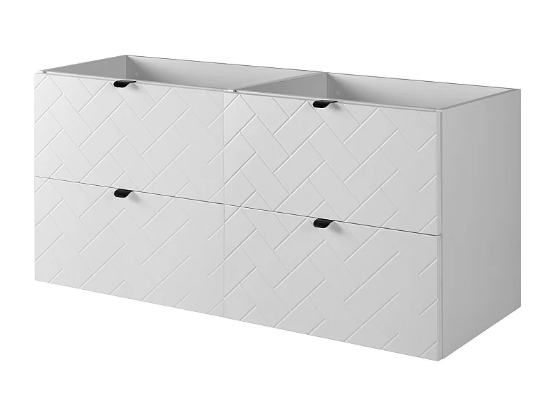 Meuble de salle de bain, Blanc Mat, 120 x 57 x 46 cm, poignées noires