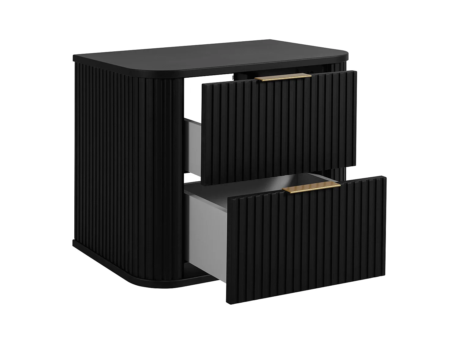 Meuble de salle de bain, Noir Mat, poignée dorée, 41,5 x 60 x 51,7 cm