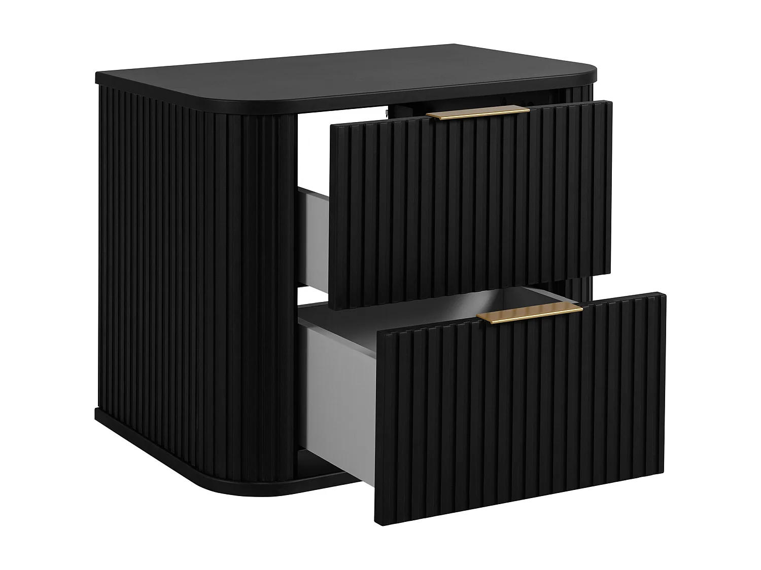 Meuble de salle de bain, Noir Mat, poignée dorée, 41,5 x 60 x 51,7 cm