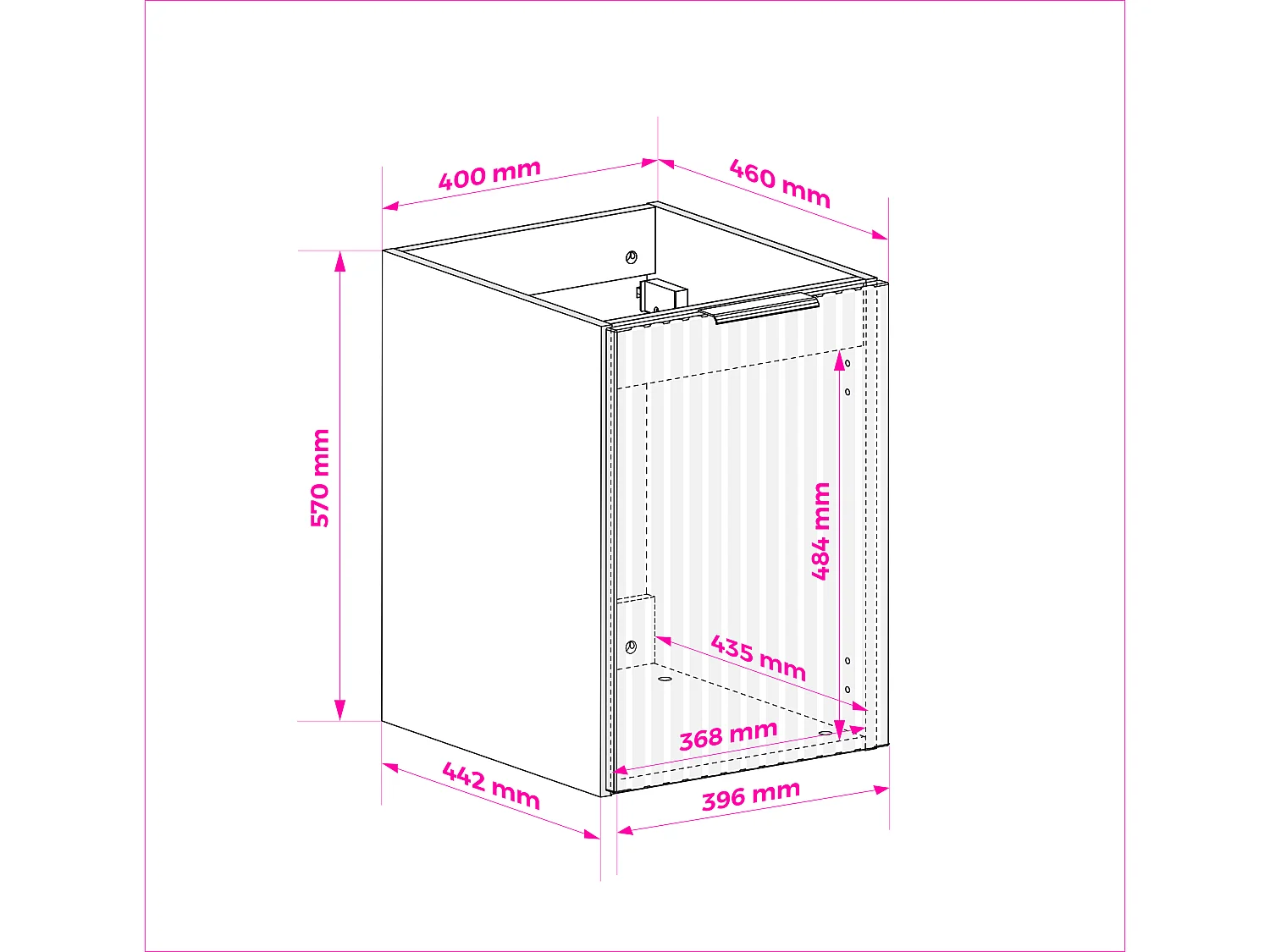 Mueble de lavabo, Blanco + tirador dorado, 40 x 57 x 46 cm