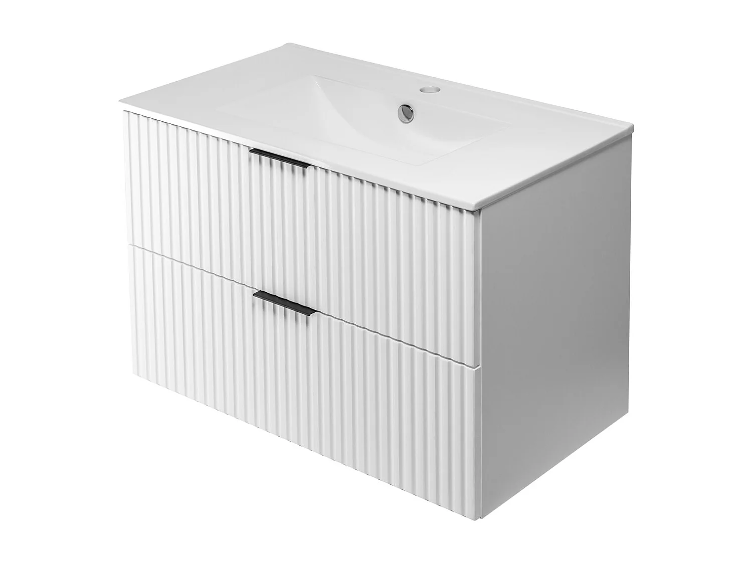 Meuble vasque, Blanc, 80 x 57 x 46 cm, poignée noire, sans plateau