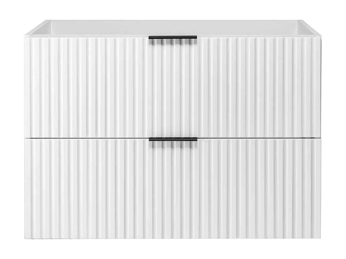 Meuble vasque, Blanc, 80 x 57 x 46 cm, poignée noire, sans plateau