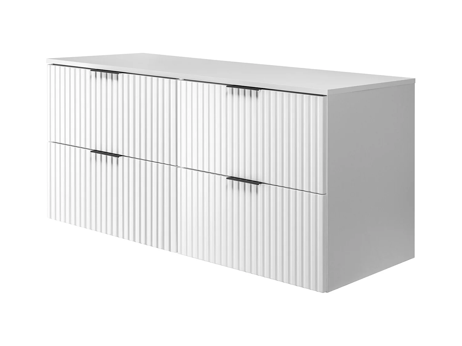 Meuble vasque, Blanc, 120 (2 x 60) x 57 x 46 cm, poignée noire + Plan de travail